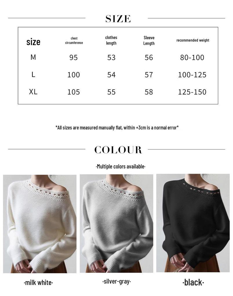 Women's French Cashmere Crochet Sweater: Soft, Loose, Thick Knit Layer for Inner or Outer Wear