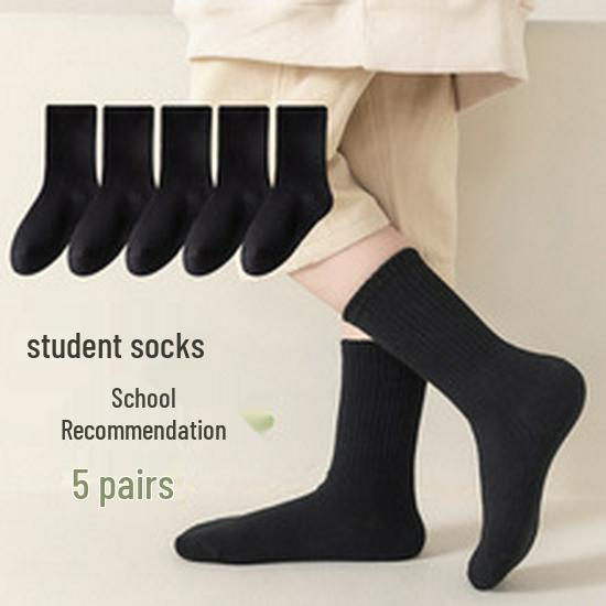 Boys' and Girls' Mid-Calf Cotton Socks - Autumn/Winter Deodorant Trendy Letter Design for Children
