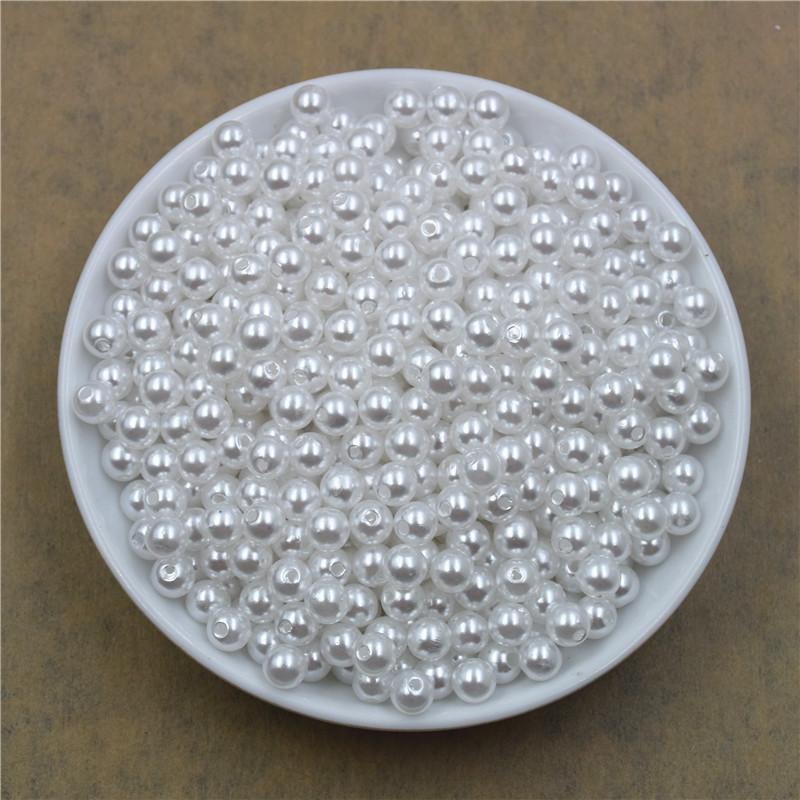 6Mm Straight Hole Round Abs Imitation Pearl Clothing Accessories Double Hole Environmentally Friendly Plastic Beads Fake Pearl