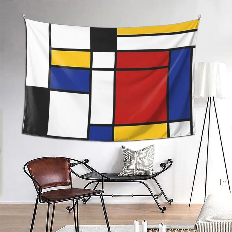 VIKAMA Mondrian Wall Hanging Tapestry Aesthetic Home Decor for Living Room Bedroom Dorm  Abstract Geometric Art Tapestries