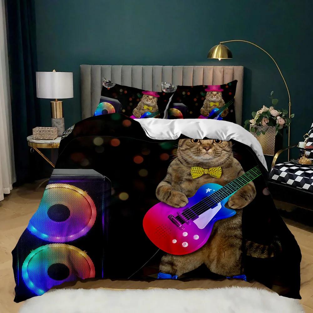 Cats Duvet Cover Set Twin For Girl Boys Cute Cat Pattern Bedding Set 3D Cat Comforter Cover Animal 2/3pcs Polyester Quilt Cover