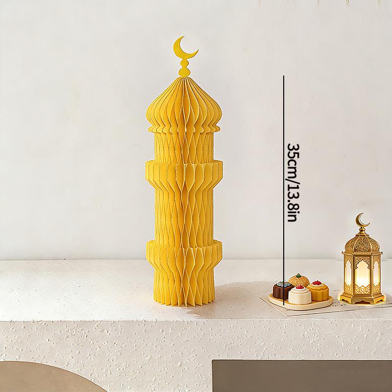 1/3/5Pcs 3D Honeycomb Ornaments For Ramadan Home Desktop Decor Eid Al Fitr Paper Arteid Mubarak Islamic Party Decor