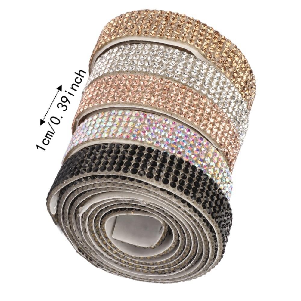 5pcs 1cm Width Self Adhesive Rhinestone Strips 5 Yards Total Crystal Ribbon Sticker  For Crafts