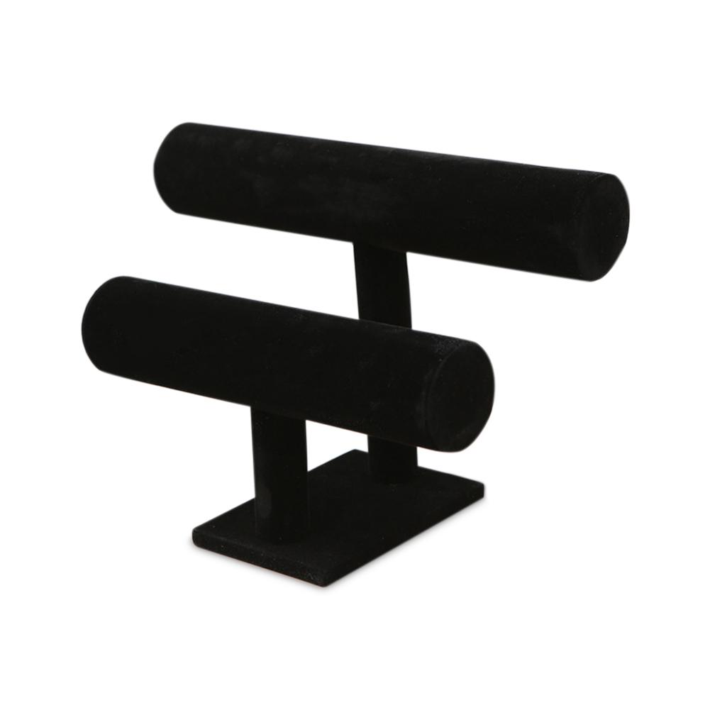 Styling Jewelry Display Stand Portable Velvet Bracelet Bangle T-Bar Headrope Rack Watch Ornaments Organizer 1/2/3-Tier