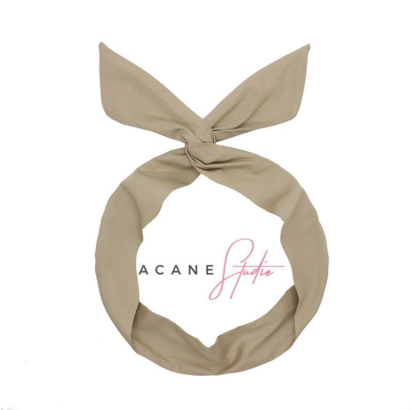 

Acane Pure Color Maillard Color Series Stylish Retro and Hipster Style Fashion Knotted Wide Hair Band Pure Cotton Head Accessories Khaki Rabbit Ears 81*4.5cm