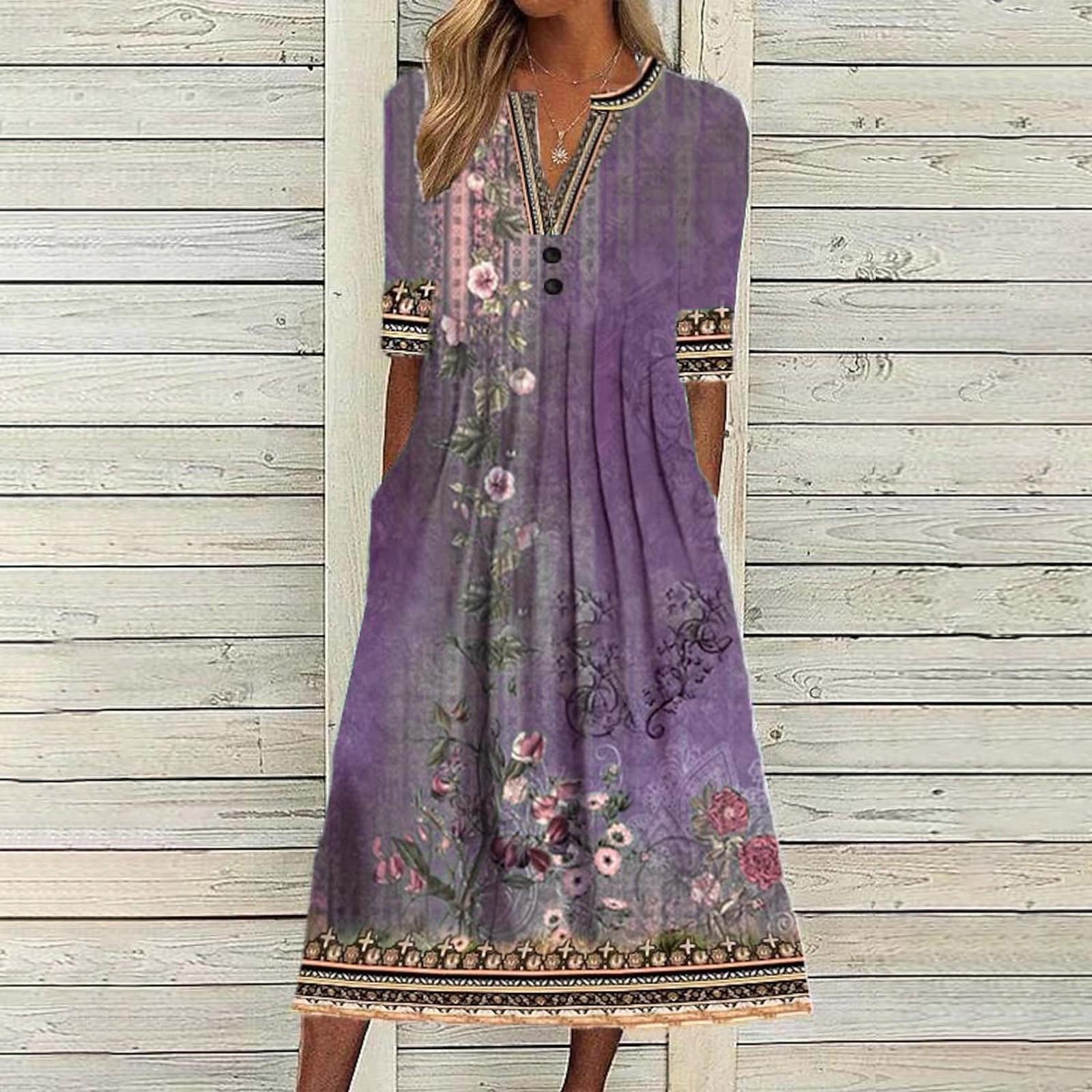 

Женское платье с v-образным вырезом и короткими рукавами, повседневное платье с принтом в горошек и карманами XL фиолетовый