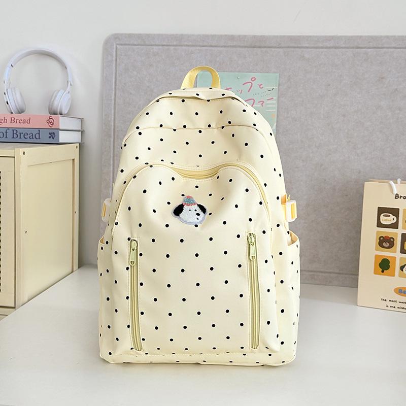 School bag schoolbag ins style versatile high value polka dot Korean girl light first big travel backpack