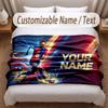 Lamine Yamal Printed Flannel Blanket Custom Name Text Soft Warm Throw For Bedroom Holiday Gift