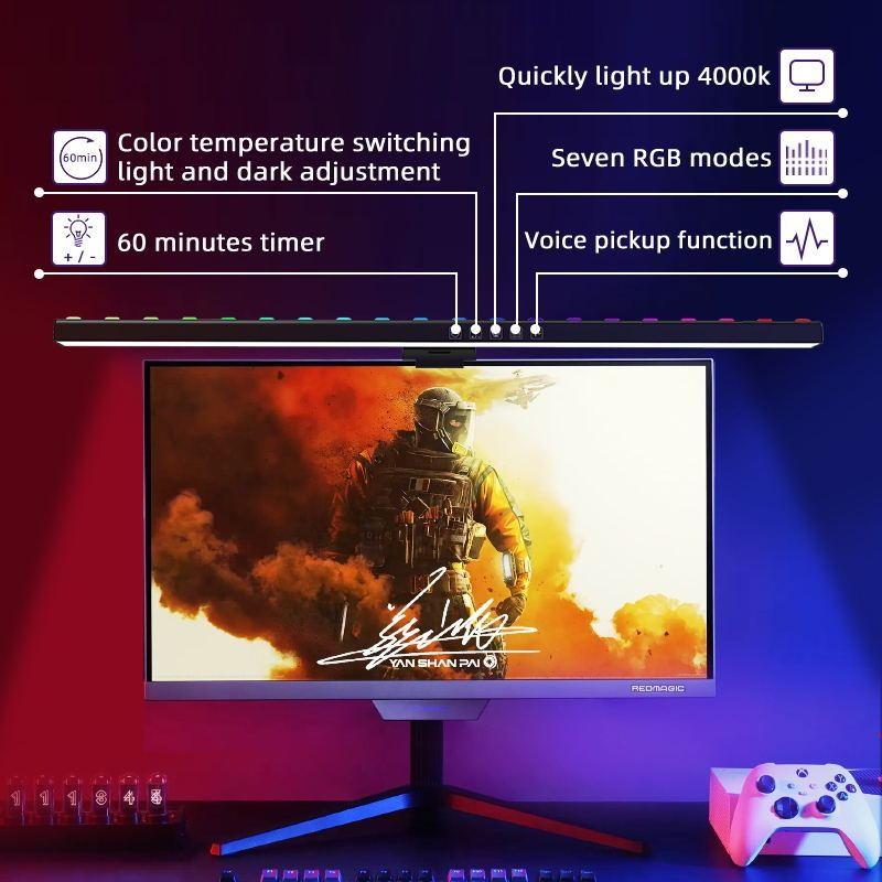 5 Farben LED Monitor Lichtleiste RGB Stufenlose Dimmung Kurve Bildschirm Hängelampe Studie Lesen USB Augenpflege Laptop Schreibtischlampe
