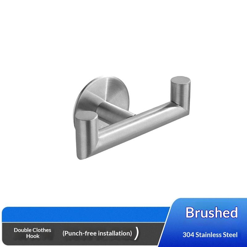 

Stainless Steel Double Clothes Hook, Kitchen And Bathroom Towel Hook, Creative Door Hook A1