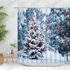 Christmas Shower Curtain Sets Vintage Red Truck Xmas Ball Pine Tree Snowman Winter New Year Gift Bathroom Decor Bath Curtains