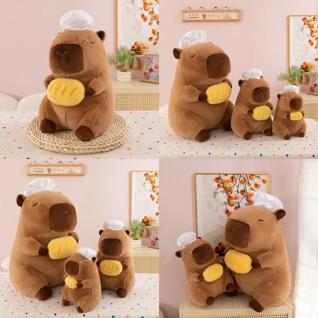 Adorable Cartoon Chef Capybara Plush Toy Soft Stuffed Animal For Kids Room Decor