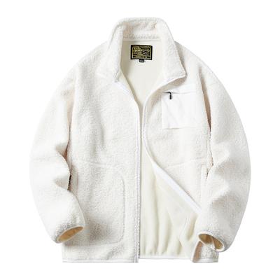 Autumn Winter Men Fashion Lamb Velvet Jacket Men's Simple Solid Teddy Fleece Jacket Men Loose Casual Plus Velvet Thicken Jacket
