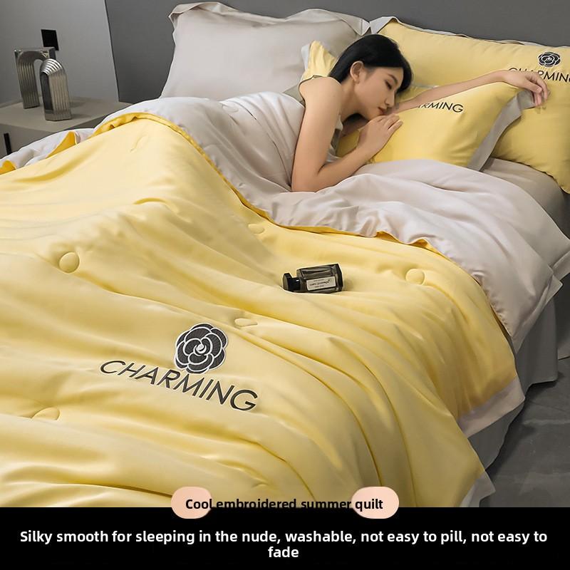Summer Air Conditioning Quilt with Cool Feeling Ice Silk Summer Set - Machine Washable