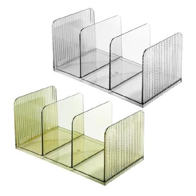 Acrylic Bookend for Shelf 3 Section Book End Desktop Book Organiser Book Stoppers Magazine Stand for Home Office Desk