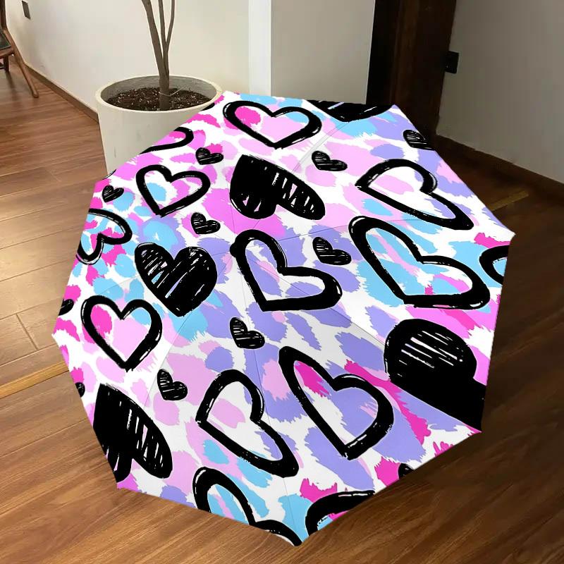 1PC Heart Umbrella-8-Rib Reinforced, Automatic Open, Lightweight & Durable, Fashion Accessory for Outdoor, J0371