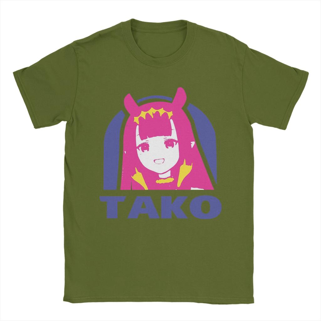 Hololive EN Ina TAKO BELL Trending T Shirts Cotton Tee Shirt for Unisex Y2K Fun Plus Size Short Sleeve Top Tees