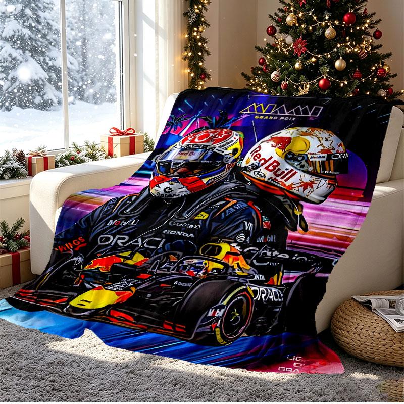 Red Bull Racing Pattern Blanket for Home Decoration, Bed, Sofa, Car Travel, Camping, Suitable for All Seasons, Birthday Christmas Gift