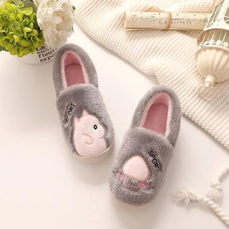 

Женские зимние хлопковые тапочки с героями мультфильмов, женские осенние милые домашние теплые тапочки на толстой подошве 36-37 серый