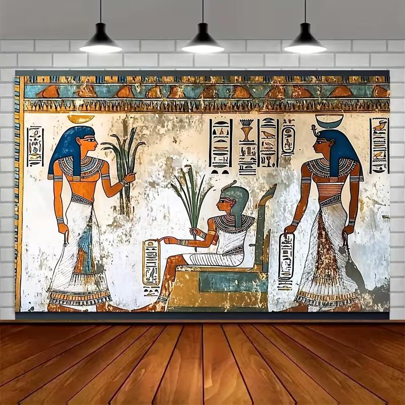 2D Antike Ägyptische Grabmalerei Kulisse Hieroglyphen & Figuren Themen-Deko Hintergrund