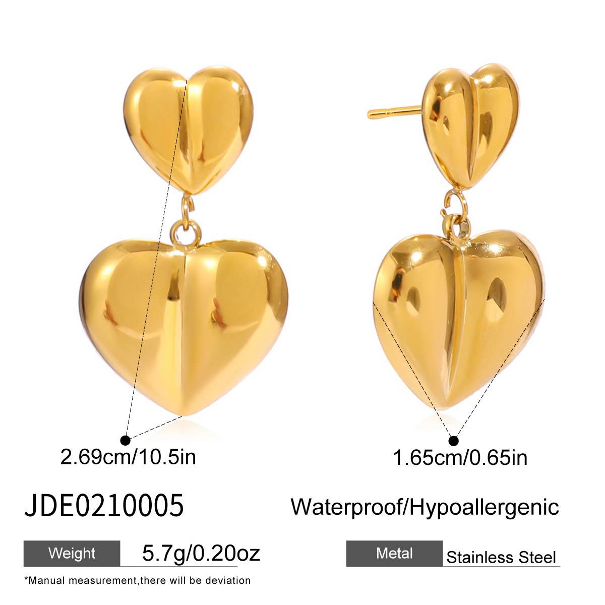 Sweet style niche high-end gold love earrings stud earrings