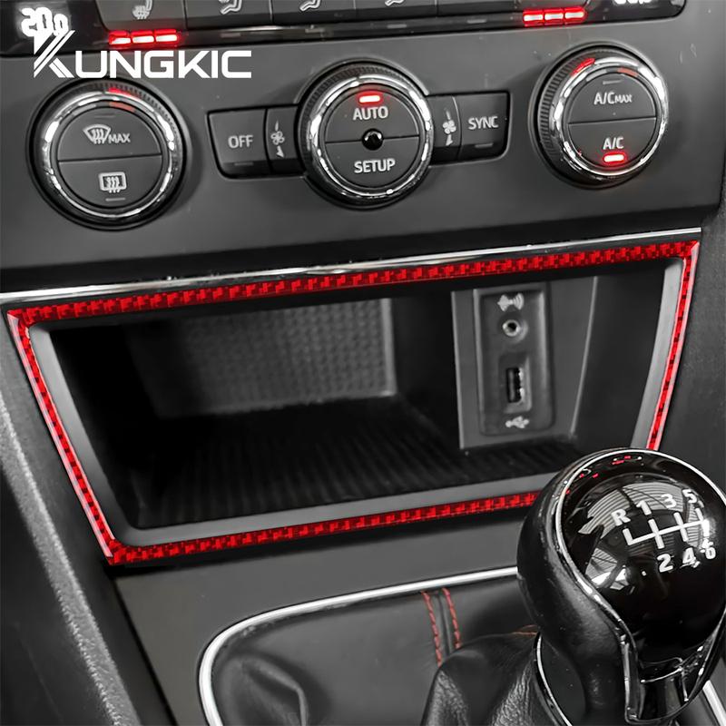 For Seat Leon 2013 2014 2015 LHD RHD Real Soft Carbon Fiber Car Central Storage USB Port Frame Sticker Interior Accessories.