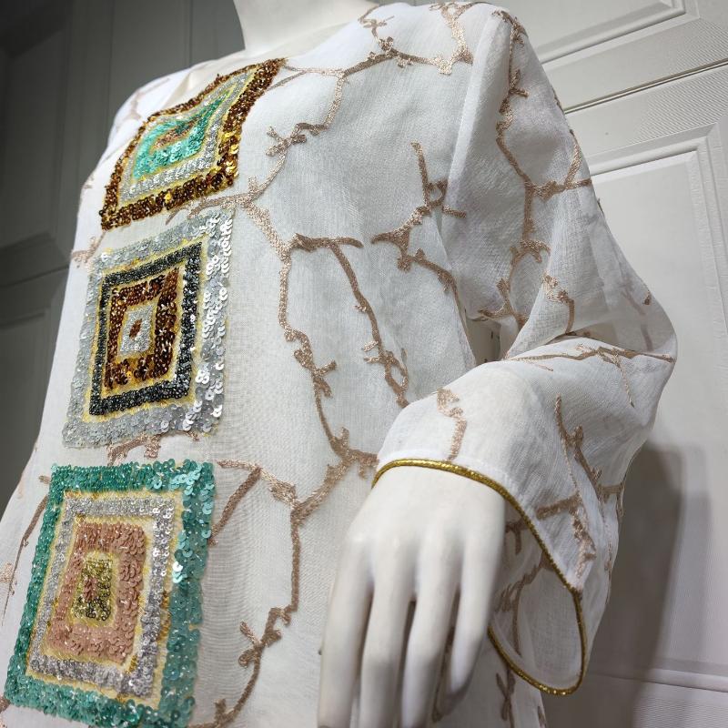 Muslim Women Embroidered Dubai Arabian Loose Dress Eid Robe