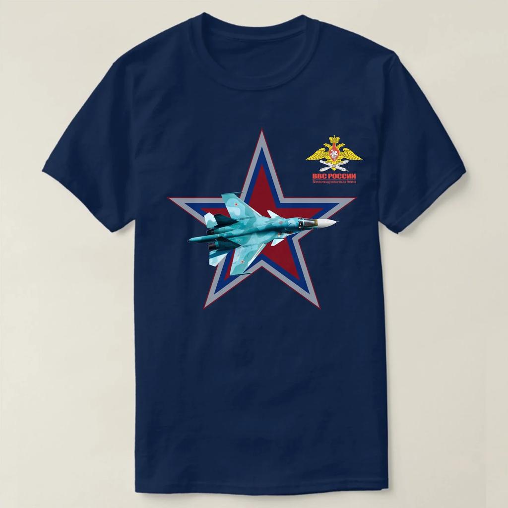Russian Air Force Emblem Su-34 "Fullback" Fighter Bomber T-Shirt 100% Cotton O-Neck Short Sleeve Summer Casual Mens T-shirt
