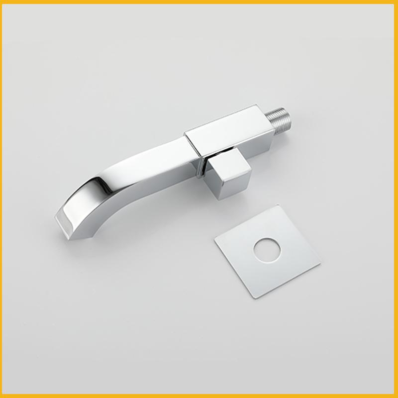 Rubinetto per Lavabo Quadrato da Parete per Bagno Oro Spazzolato Monoforo Freddo Ottone Rubinetto per Lavabo da Balcone Pozzetto per Mocio Cromo Nero Grigio