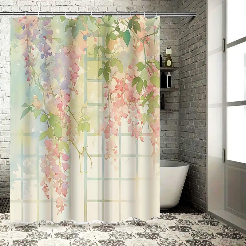 

Wisteria Flower Pattern Shower Curtain For Bathroom Decor Soft Pastel Colors And Elegant Design Waterproof Durable Easy-Clean W60H190(CM)-1 Pcs