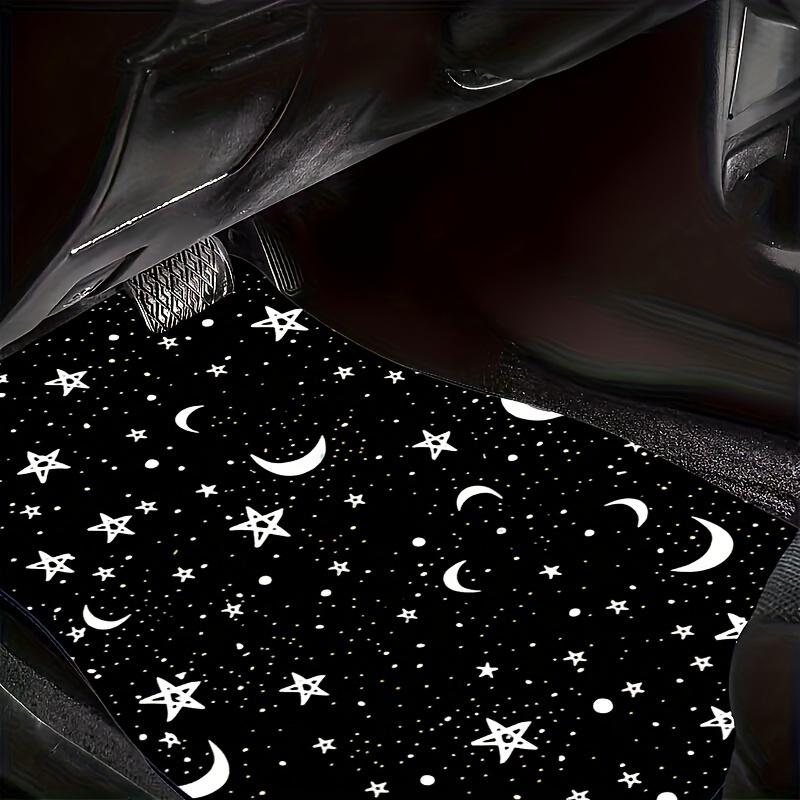 4pcs Universal Star And Moon Printed Car Floor Mats, Non-Slip Automotive Accessories, Women Decoration, for Van