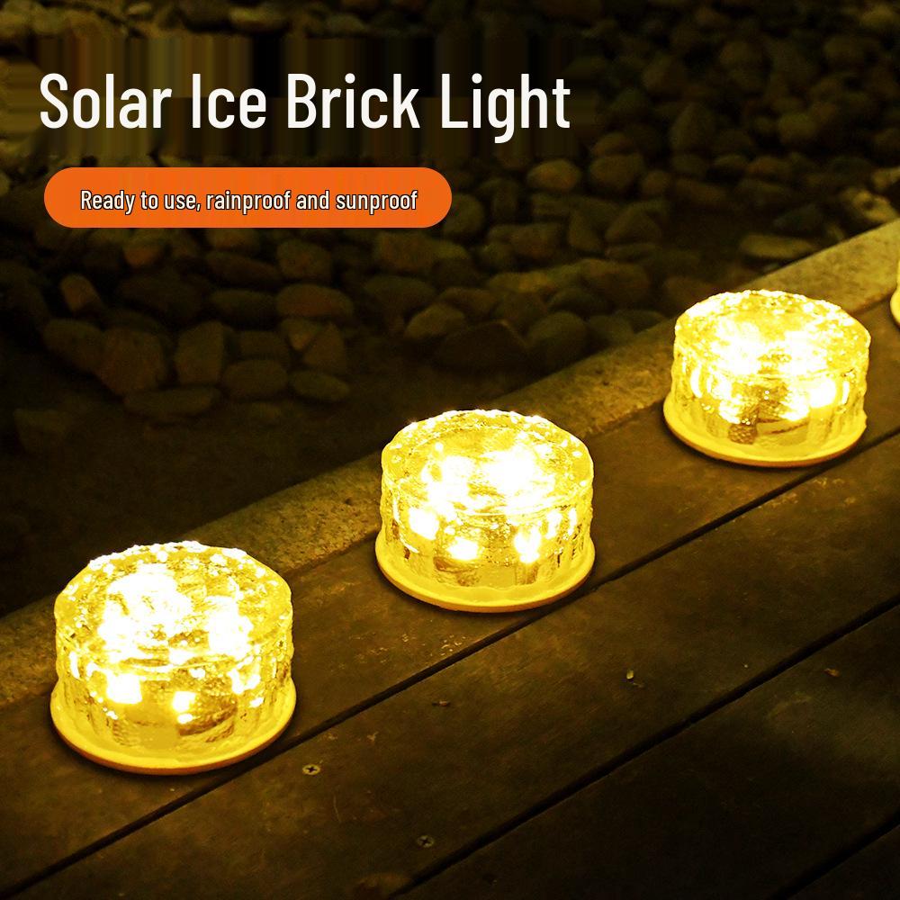 Solar Glass Ice Brick Lamp for Outdoor Walkways and Gardens