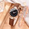 Alloy Shell Non-Plastic Shell Fashion Trend Women'S Casual Simple Belt Watch Quartz Watch Bracelet Set