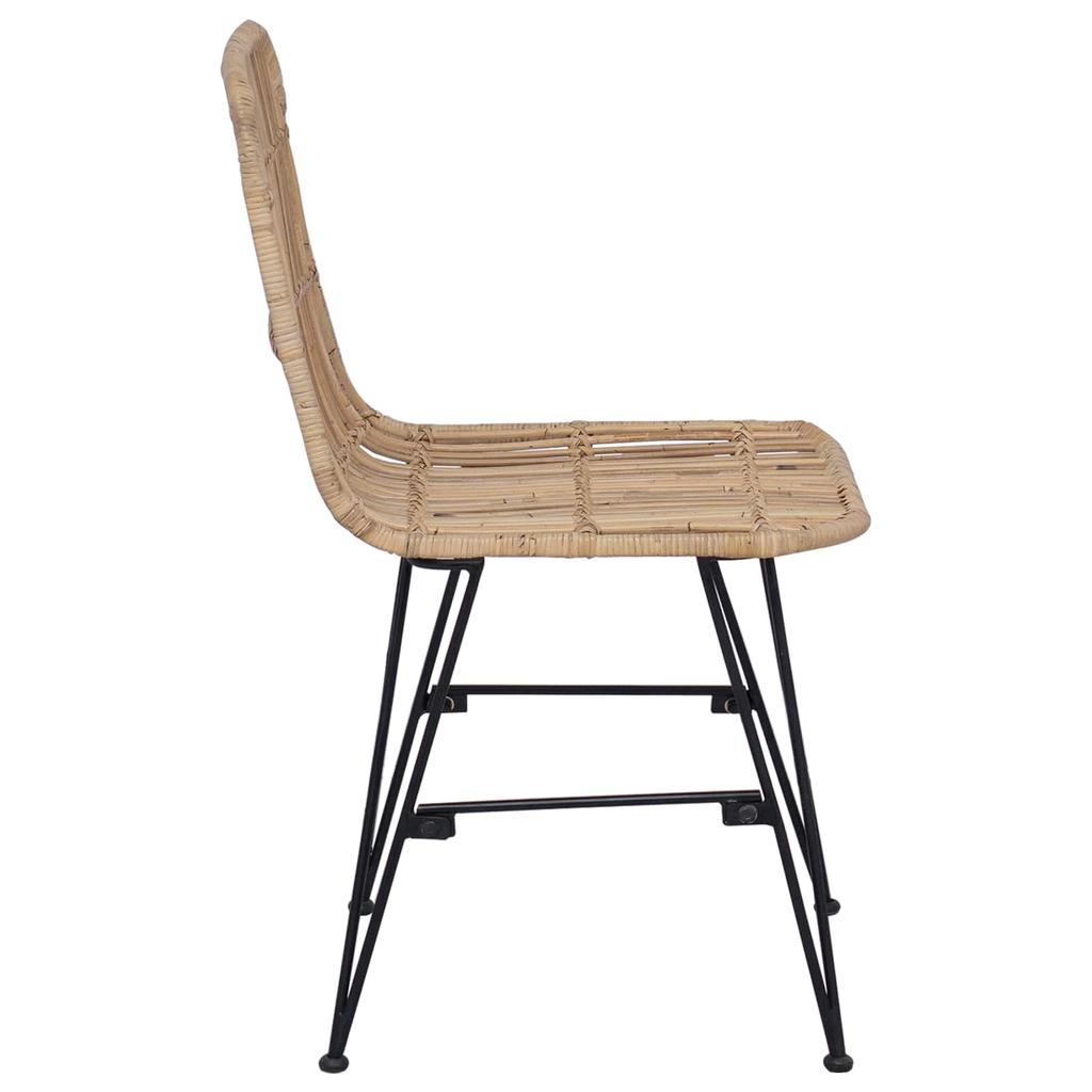 Dining Chair 2 Pcs Natural 41 X 55 X 85 Cm Rattan and Steel