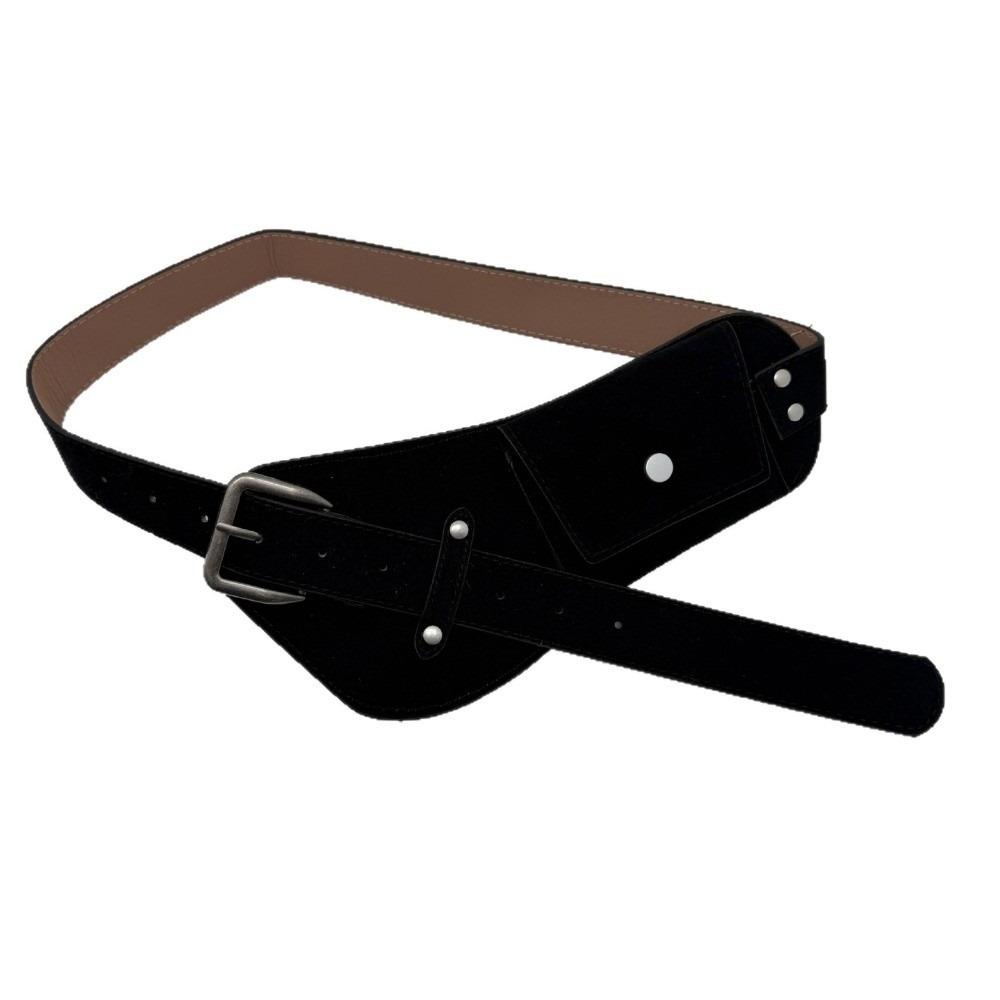Zinc Zinc Alloy Maillard Waist Belt PU Suede Waist Bag Belt Western Cowboy Style Pin Buckle Waistband Travel чёрный