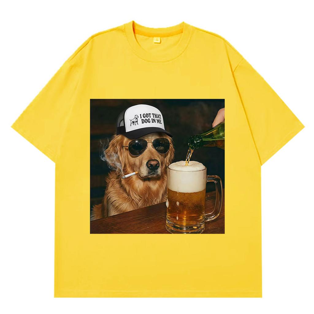 T-shirt Grafica Divertente Cane Meme Birra Unisex Unisex Moda Vintage T-shirt Estiva Manica Corta Larga Casual Cotone T-shirt