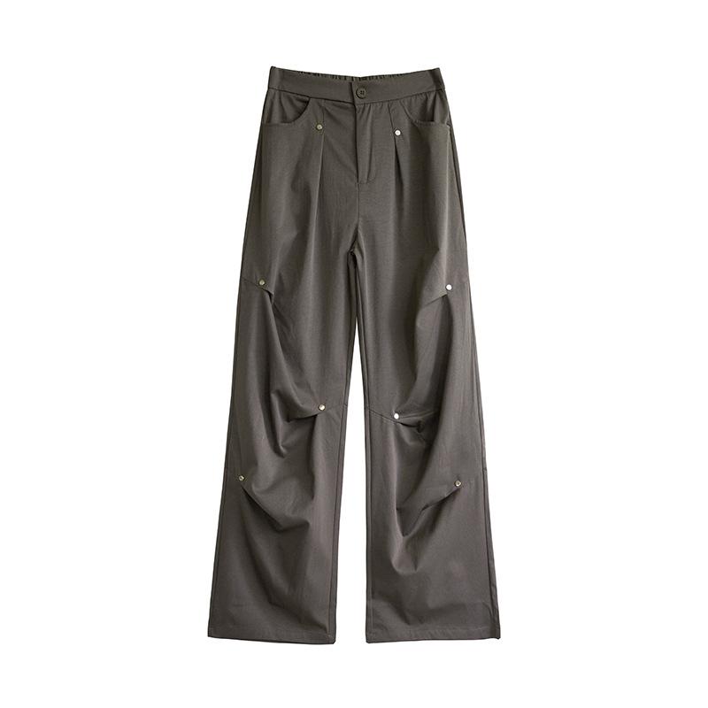 

Rivet velvet overalls women s autumn and winter long pants new high-waisted retro casual straight wide-leg sweatpants XL