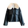 Autumn and Winter New Products Fleece Thickened Leather Jacket Short Removable Imitation Fox Fur Fur Collar Fur Integrated Coat Women