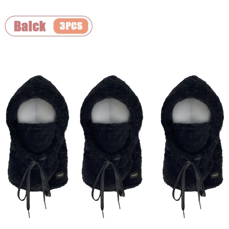 Womens Winter Hat Plush Ear Protection Neck Warmer Integrated with Windproof Face Mask for Skiing Cycling Outdoor Activities