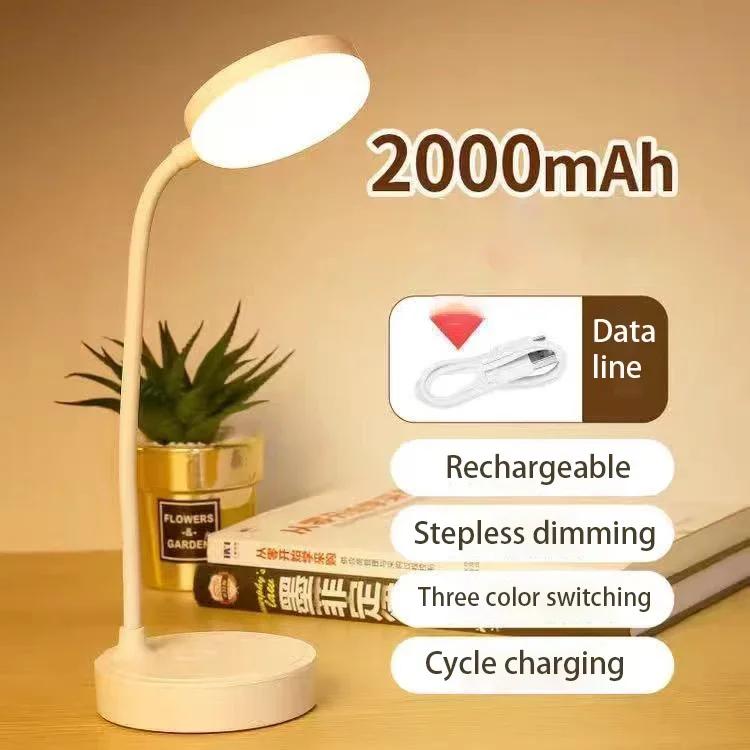 Flexible LED Desk Lamp with 3-Level Dimmer USB Powered Eye-Caring Warm/White Light Perfect for Home Office Reading & Study