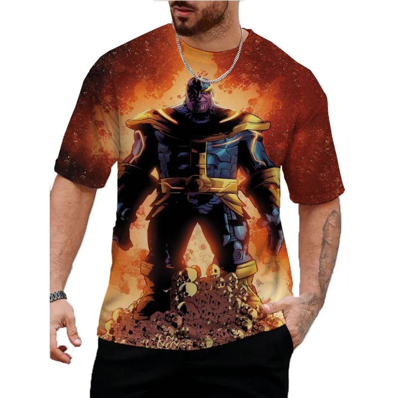 Men's 2026 Thanos Pattern Printed T-shirt Printed Round Neck Short Sleeve Fashionable and Comfortable Men's Summer Clothing