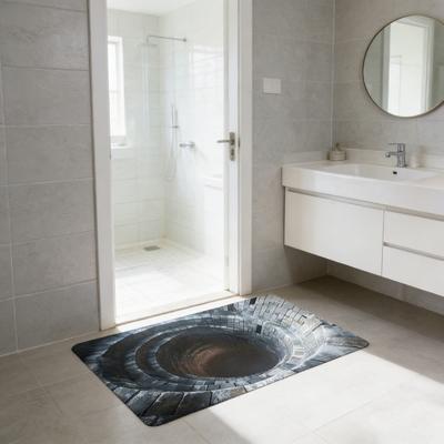 Floor Mat 3D Optical Illusion Rug with Realistic Hole Effect Soft Non-Slip Pet-Friendly Carpet Living Room Hallway Decorative Rug