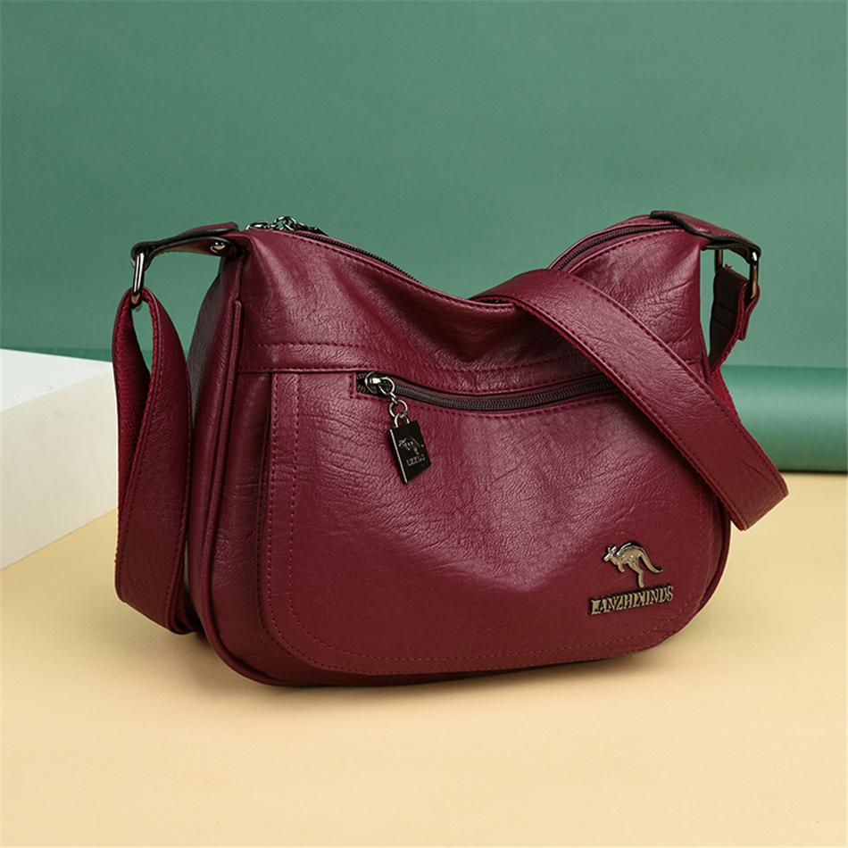 Bolsos Mensajero de Cuero de Canguro Femeninos Bolsos de Mano de Cuero de Lujo Femeninos Bolsos para Mujer Bolso de Hombro de Diseñador para Señoras
