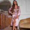 Suspender Women's Four-season Loungewear Lace-up Nightgown Nightdress Two-piece Set, Thin Outer Wear Medium and Long Pajama Set