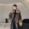 Winter new short fur collar down cotton-padded jacket for women's loose thickened cotton-padded jacket