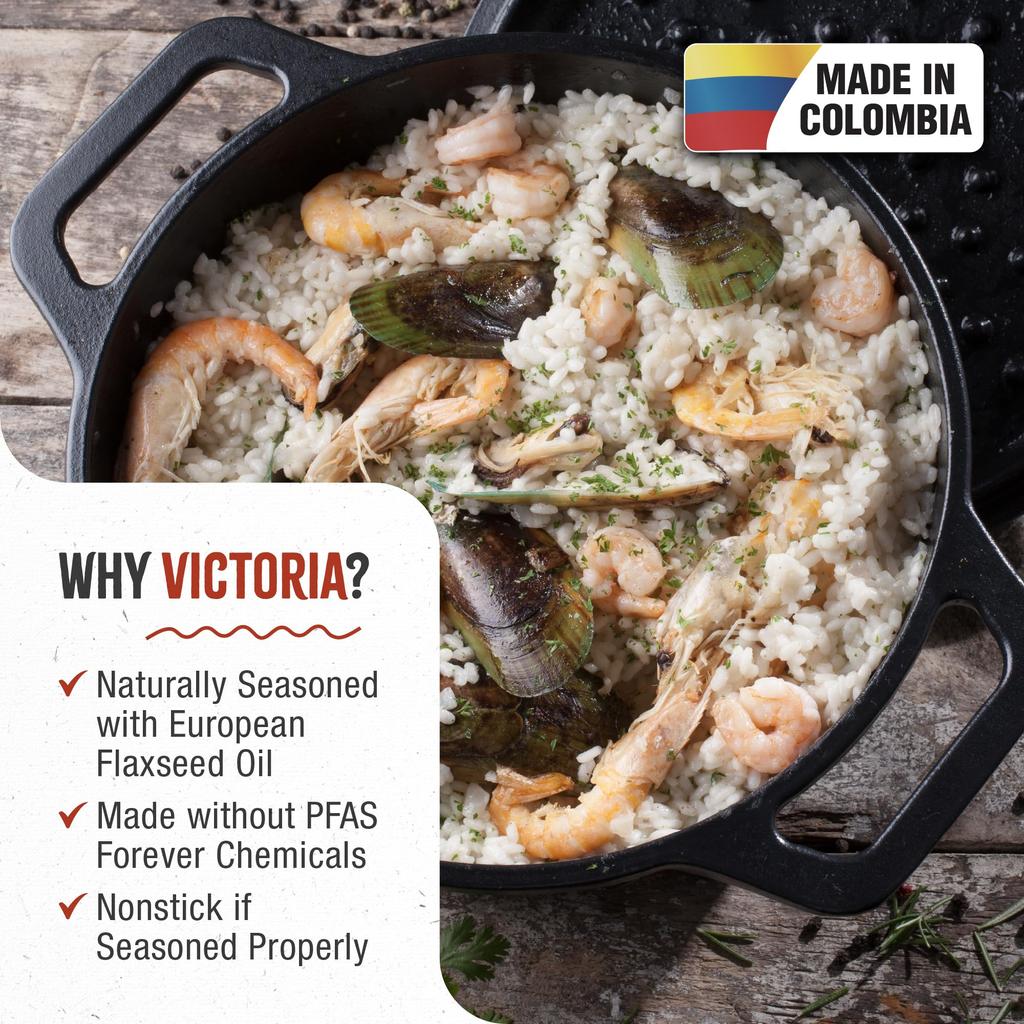 Japanese VICTORIA Dutch Oven Flaxseed Oil Seasoned Cast Iron with Lid [Genuine Product] (4QT)