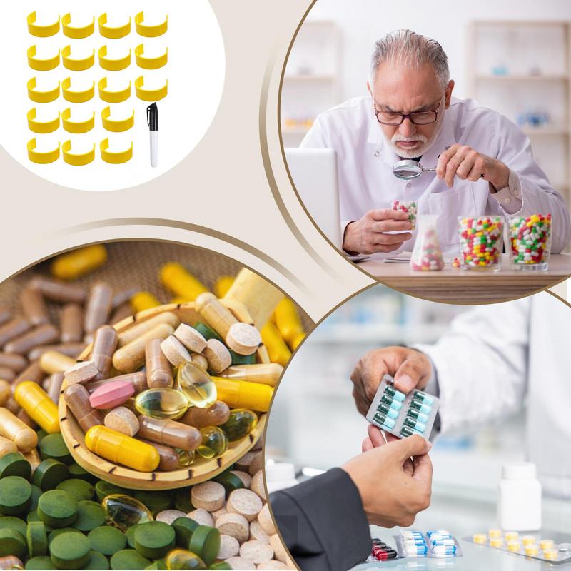 18Pcs/set Pill Bottle Label Clip Set With Marker Pen Easy Medication Identification Mark Clips For Pill Medicine