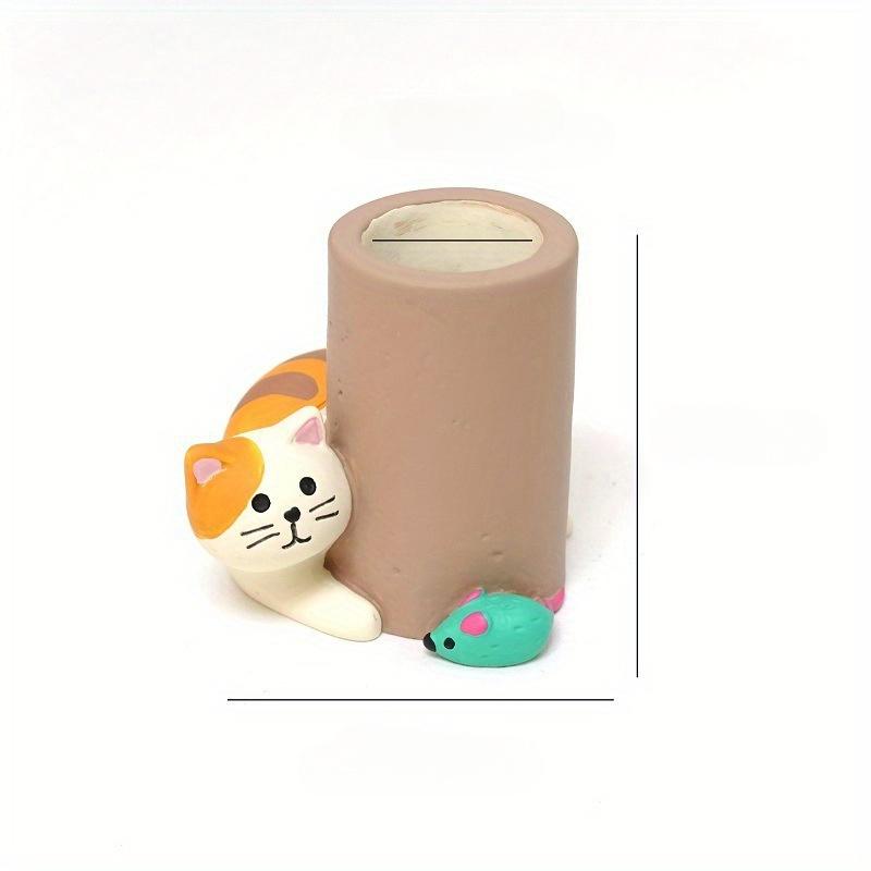 2pcs Cute cat pen holder, mini pen holder, creative decoration for study, home decor, office desk decoration, office