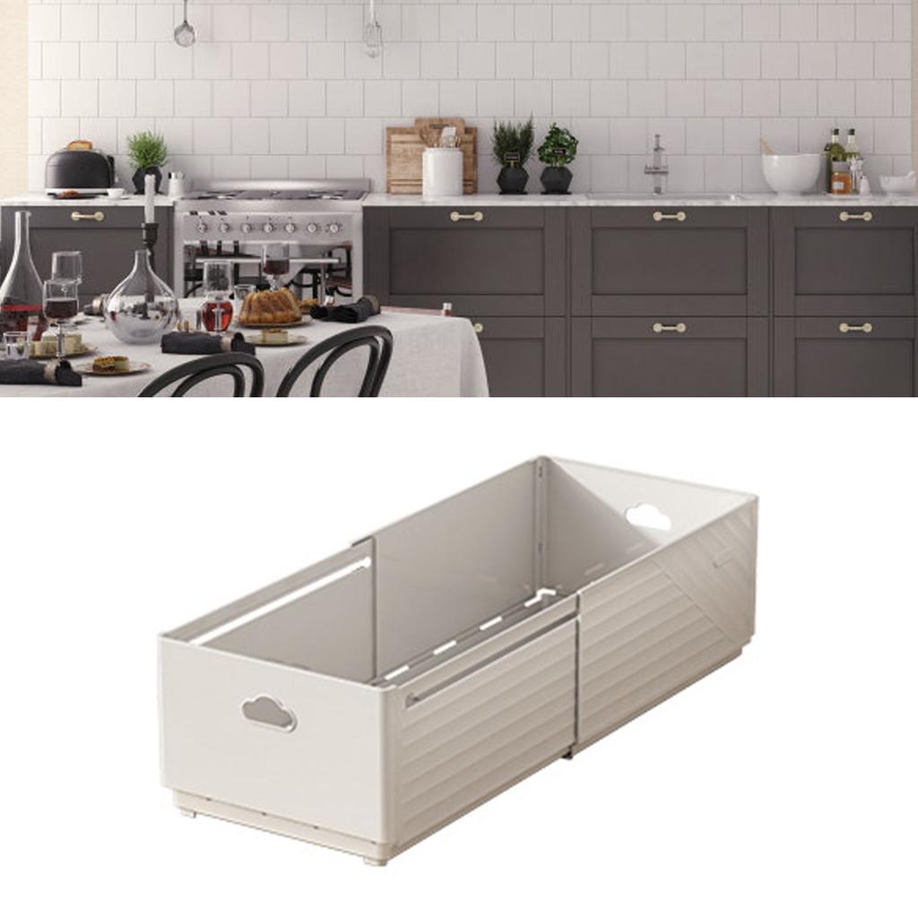 Expandable Storage Box Single Layer Rectangular Stackable Drawer Desktop Spice Organizer for Kitchen Living Room