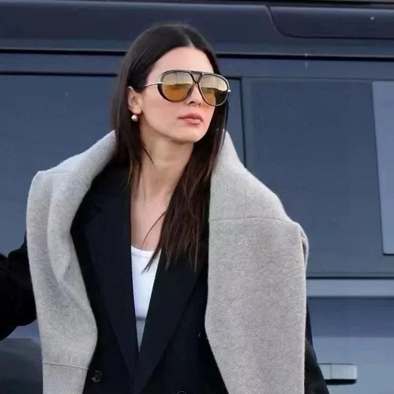 Fashion Women Luxury Glasses Oversized Pilot Sunglasses Women For Men Popular Vintage Sun Glasses Punk Double Bridge Eyeglasses